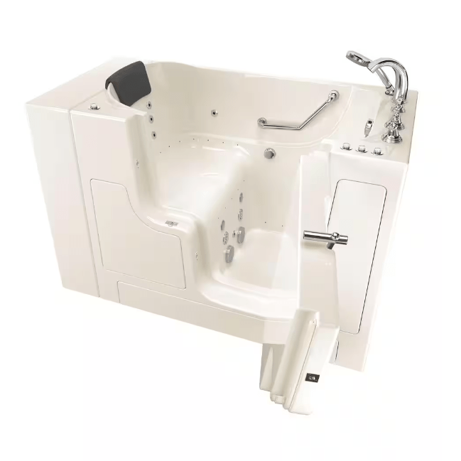 American Standard Gelcoat Premium 52 in. Right-Hand Walk-In Whirlpool & Air Bathtub in Linen