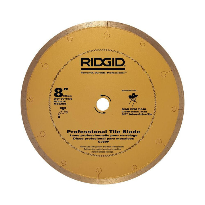 RIDGID 8 in. Premium Tile Diamond Blade, Continuous Rim, 5/8 in. Arbor