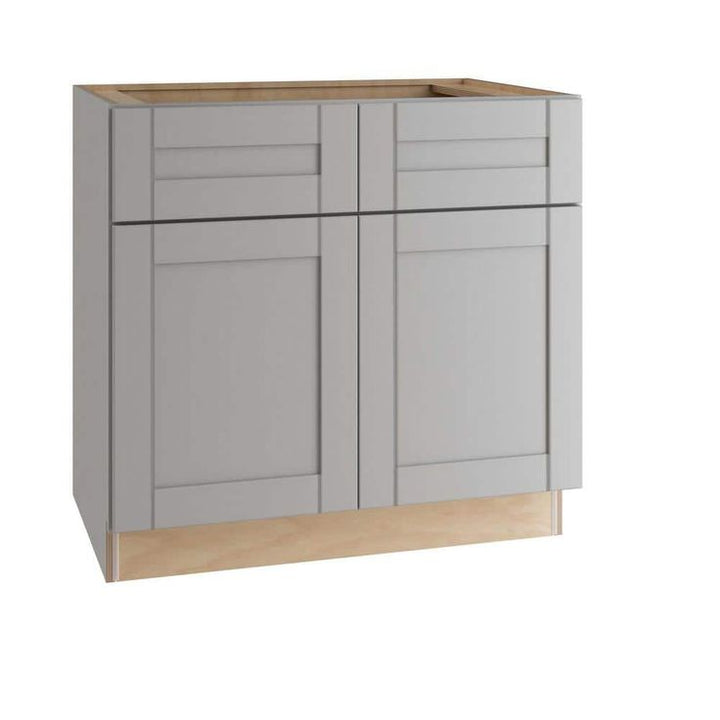 Home Decorators Collection Washington Veiled Gray Plywood Shaker Assembled Vanity Sink Base Kitchen Cabinet Sft Cls 36 in W x 21 in D x 34.5 in H