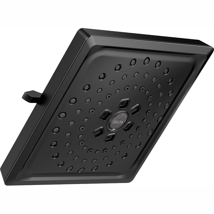 3-Spray 7.6 in. Single Wall Mount Fixed Rain H2Okinetic Shower Head in Matte Black - Super Arbor