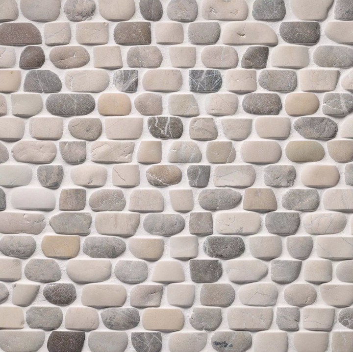 Meek Bay Beige Strip Pebble Mosaic