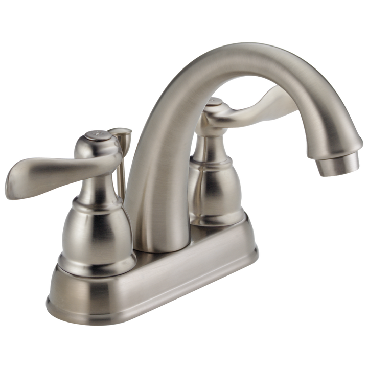 Delta Windemere Brushed Nickel 2‑Handle 4-in Centerset WaterSense Bathroom Sink Faucet with Drain