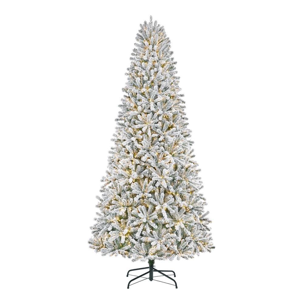 9FT Flocked Fraser Fir LED Pre-Lit Artificial Christmas Tree With 3000 Color Changing Lights and 10-Function - Super Arbor