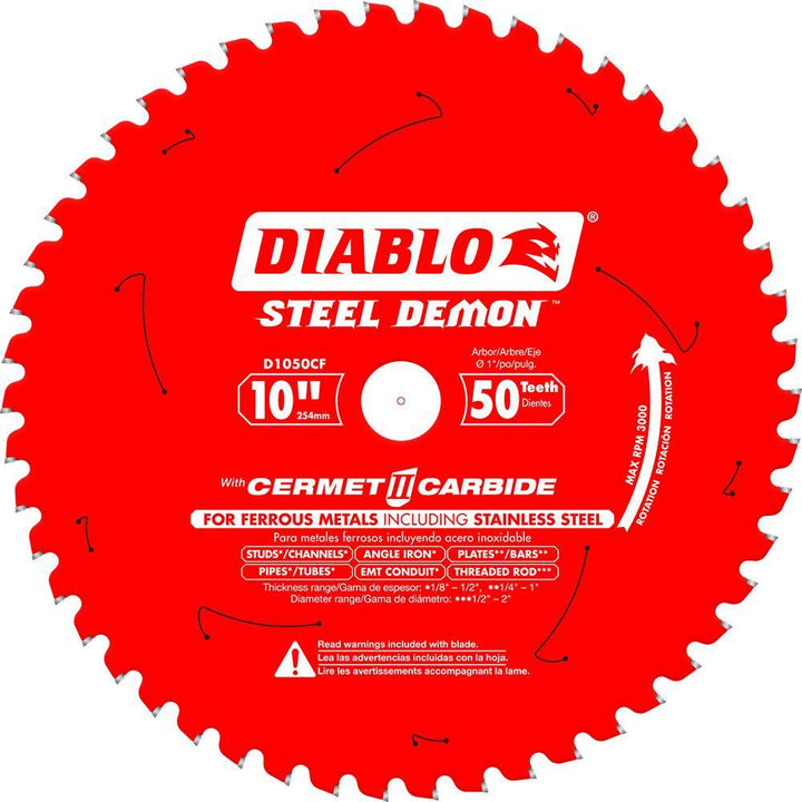 10 in. x 50-Tooth Steel Demon Cermet II Carbide Blade for Ferrous Metals and Stainless Steel - Super Arbor