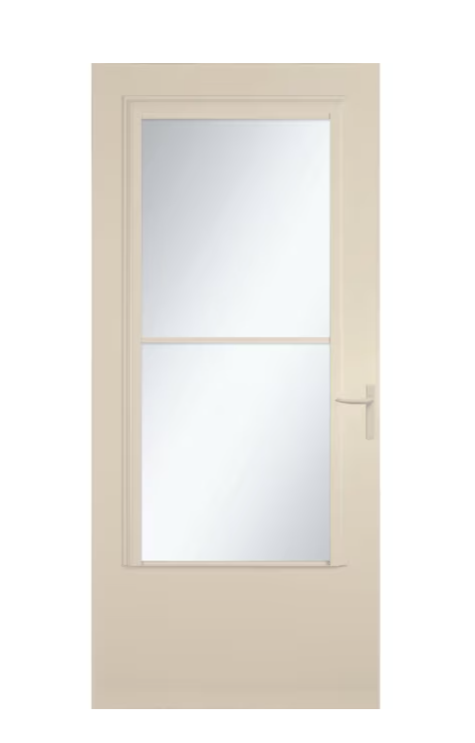 LARSON Concord 36-in x 81-in Almond Mid-view Retractable Screen Wood Core Storm Door with Almond Handle