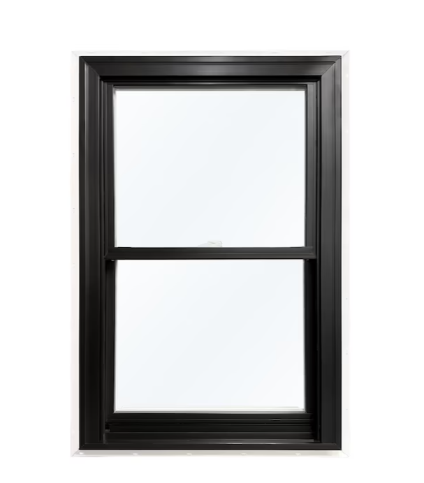 United Window & Door PRO Series New Construction 31-1/2-in x 45-1/2-in x 3-3/16-in Jamb Black Vinyl Low-e Argon Double Hung Window Full Screen Included