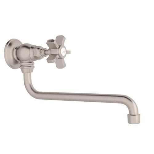 Rohl Italian Kitchen Satin Nickel 1-Handle Wall-Mount Pot Filler Handle Kitchen Faucet