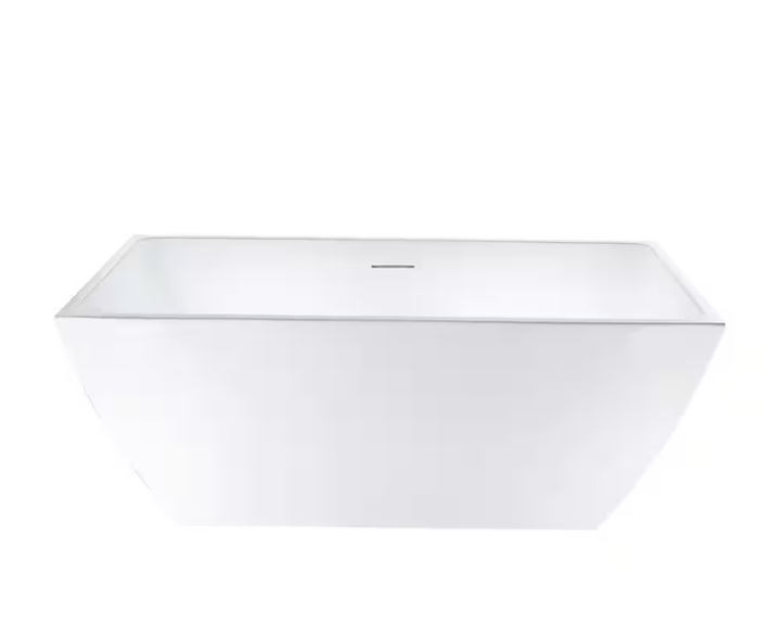 Vanity Art 67 in. Acrylic Flatbottom Freestanding Bathtub in White/Integrated Overflow