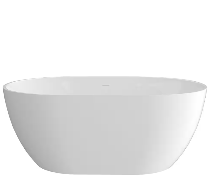 Baily 67 in. L 29.5 in. W Soaking Bathtub in Glossy White Acrylic Oval Slipper Flatbottom Freestanding Bathtub
