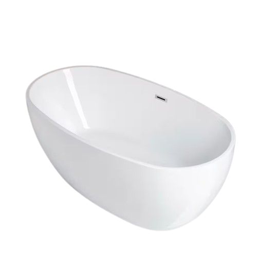 Rouen 59 in. Acrylic FlatBottom Double Ended Bathtub with Chrome Overflow and Drain Included in White