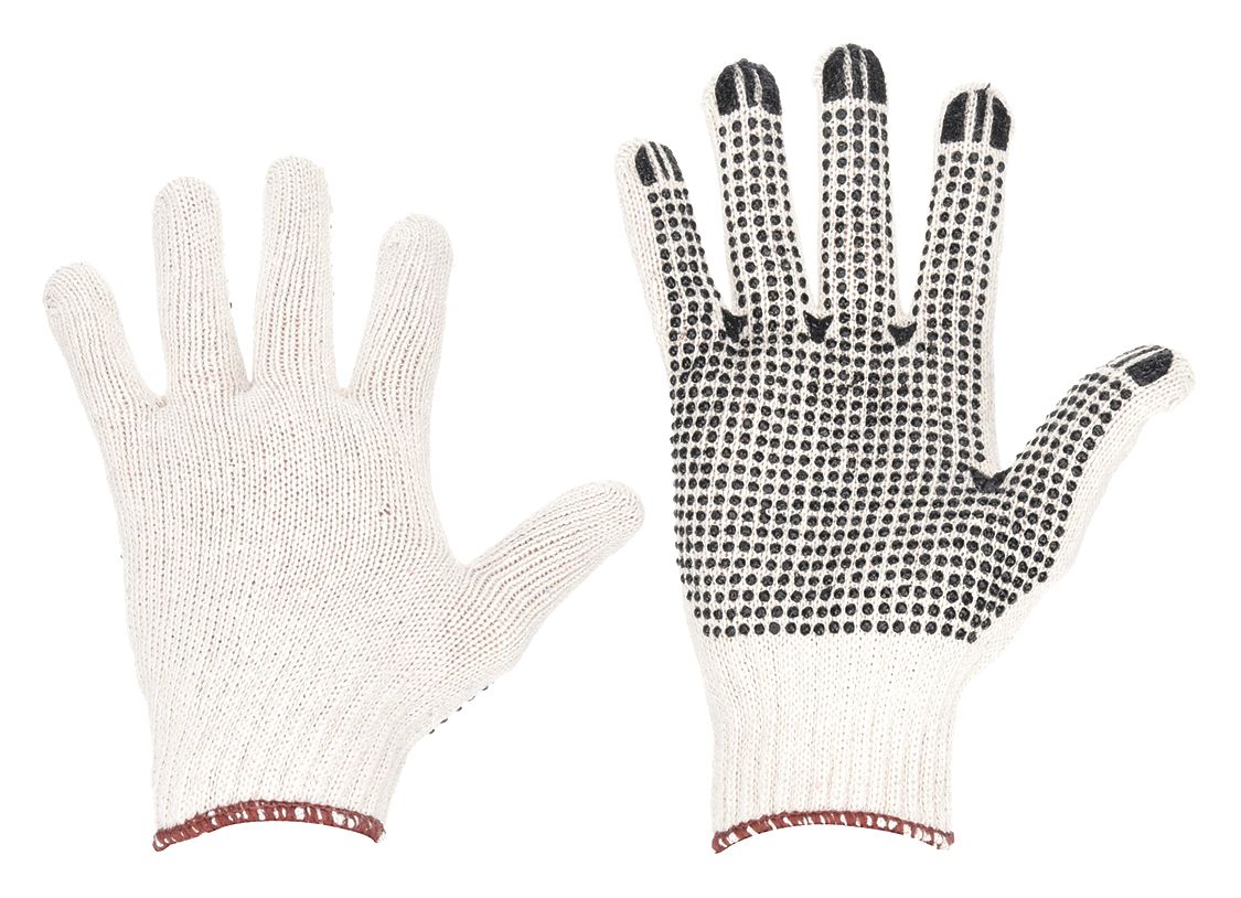 CONDOR D1448 Knit Gloves, PVC Dotted, Full Finger, Size Small