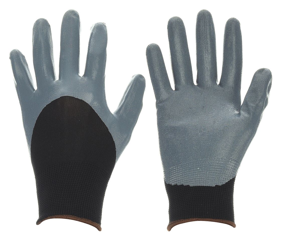 CONDOR Black Nitrile Coated Gloves - 2XL, Abrasion Level 4