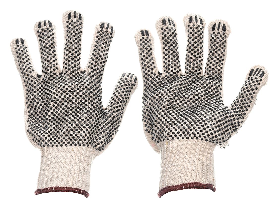 CONDOR PVC Dotted Knit Gloves, XS, Full Finger, Beige