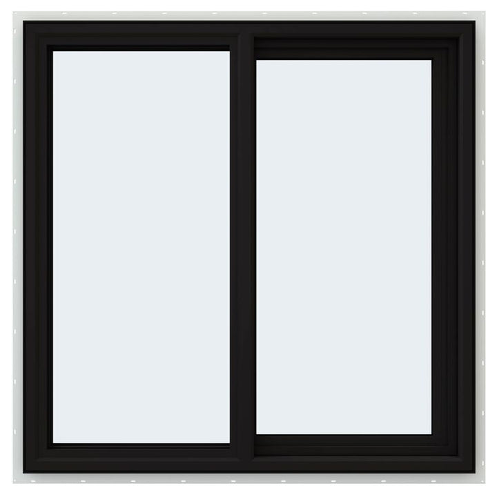 JELD-WEN FiniShield V-4500 35-1/2-in x 35-1/2-in x 3-in Jamb Right-operable Vinyl Black Sliding Window Full Screen Included