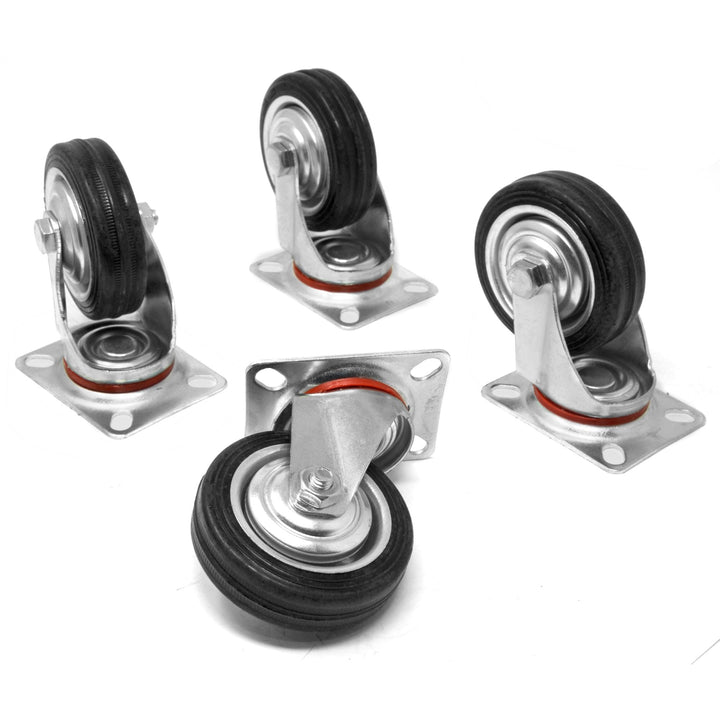 3 in. 110 lbs. Capacity Rubber Roller-Bearing Swivel Plate Caster (4-Pack)