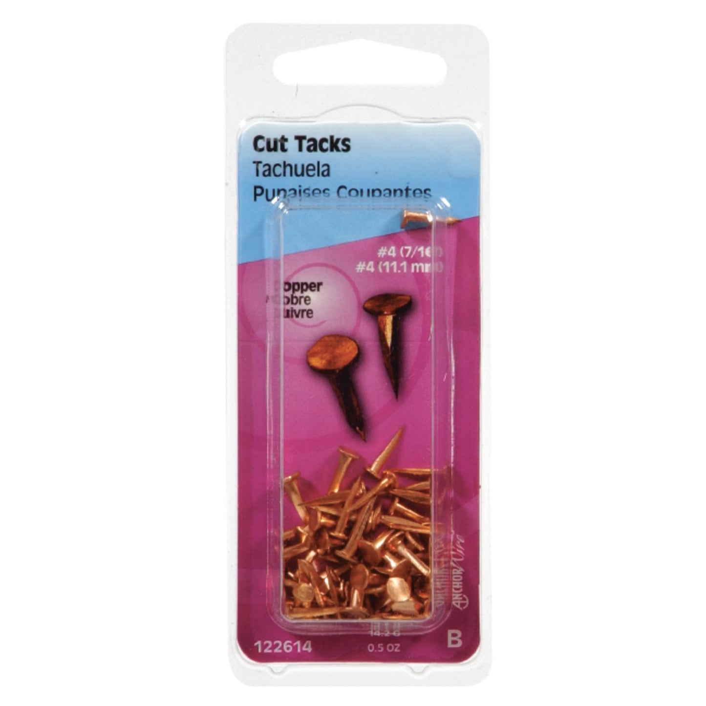 Hillman No. 6 x 1/2 in Copper Cut Tacks, 0.5 Pack