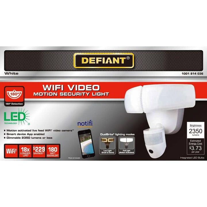 Defiant 180° LED Motion 2350 Lumen Sensor White Outdoor Security Flood Light with Wi-Fi Video
