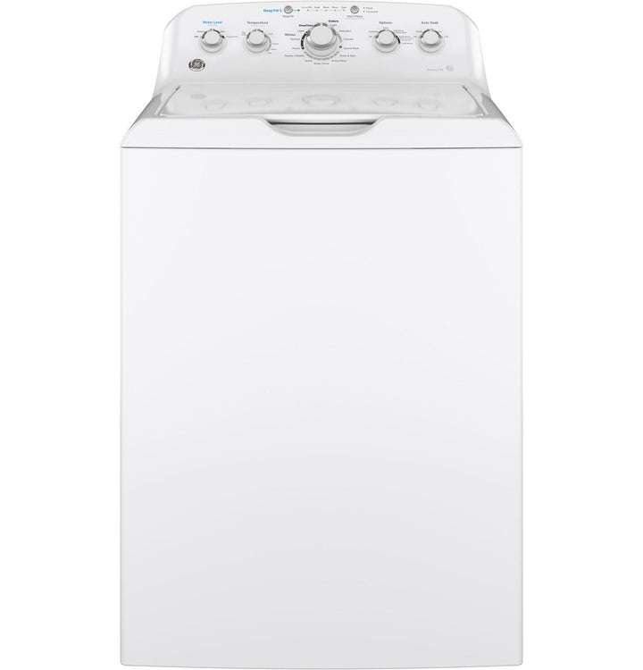GE 4.5 cu. ft. High-Efficiency White Top Load Washing Machine with Stainless Steel Basket, GTW465ASNWW