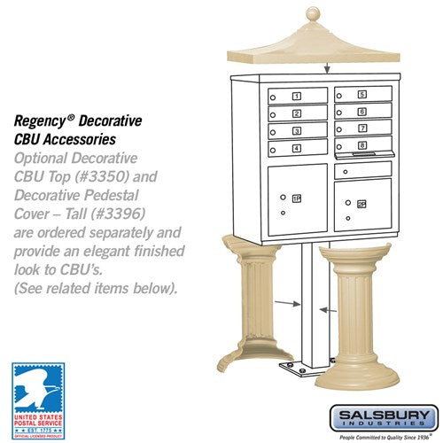 Cluster Box Unit with 8 Doors and 2 Parcel Lockers in Sandstone with USPS Access