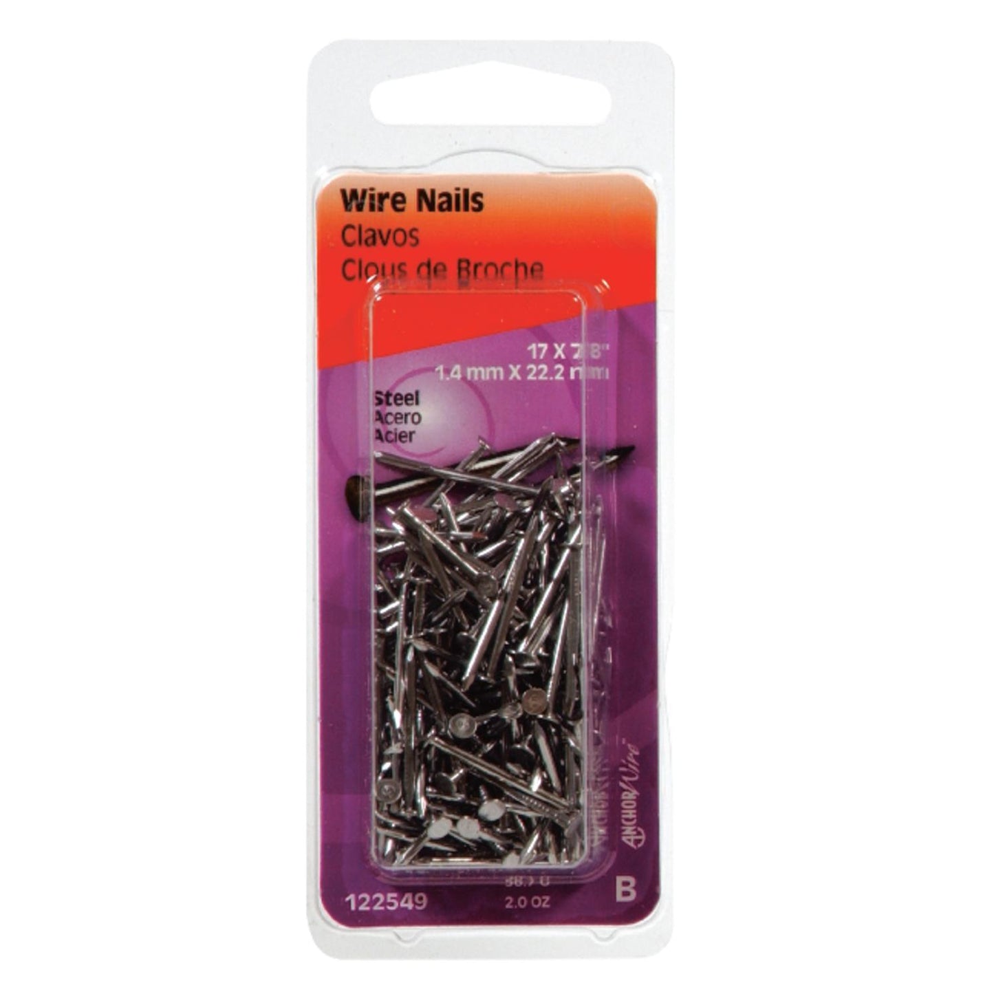 Hillman 17 Ga x 7/8 in Bright Steel Wire Nails, 2 oz Pack