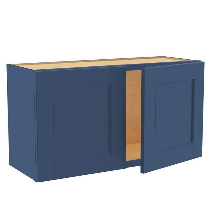 Home Decorators Collection Washington Vessel Blue Plywood Shaker Assembled Wall Kitchen Cabinet Soft Close 33 W in. x 12 D in. x 18 in. H