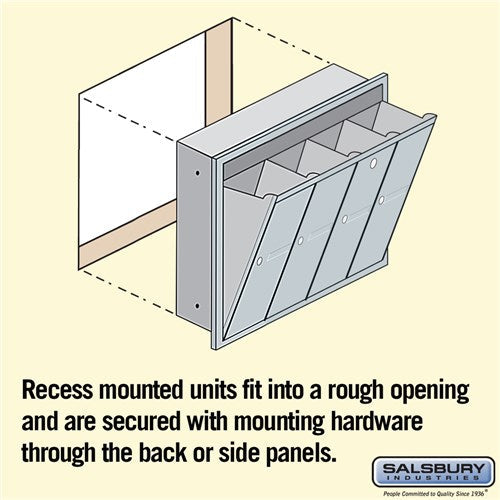 4-Door Aluminum Vertical Mailbox - Recessed Mounted - USPS Approved
