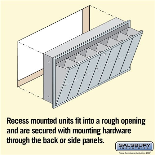 7-Door Aluminum Vertical Mailbox with Recessed Mounting and Private Access