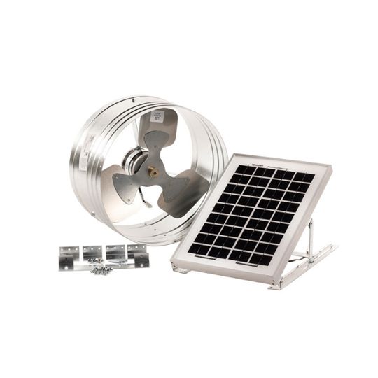 GAF MasterFlow Green Machine Solar-Powered EcoSmart Gable Vent, 500 CFM, Steel, 18-1/2 in Height