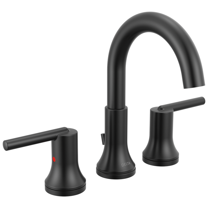 Delta Trinsic Matte Black 2-Handle Widespread WaterSense Bathroom Sink Faucet with Drain