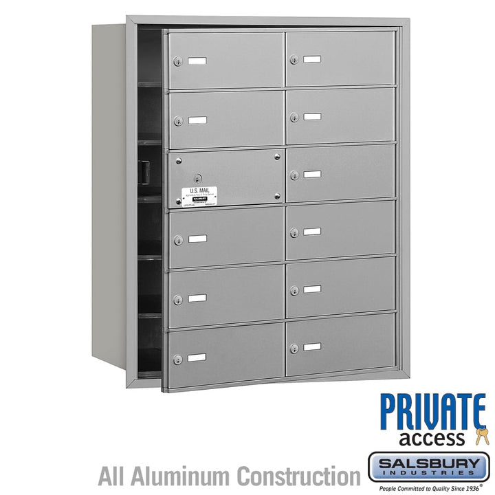 4B+ Horizontal Mailbox with 12 B Doors and Master Lock - Aluminum - Front Loading - Private Access