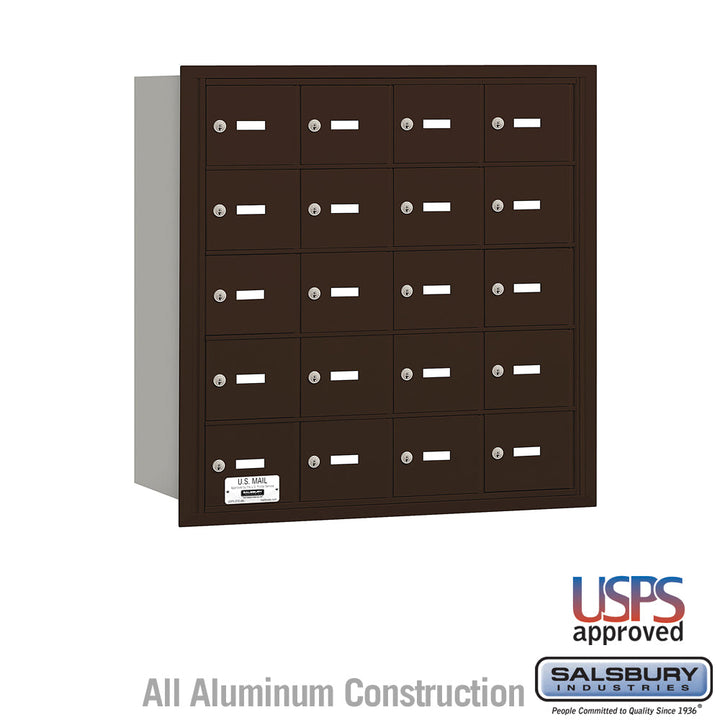 Bronze Rear Loading Mailbox with 20 Doors - USPS Approved