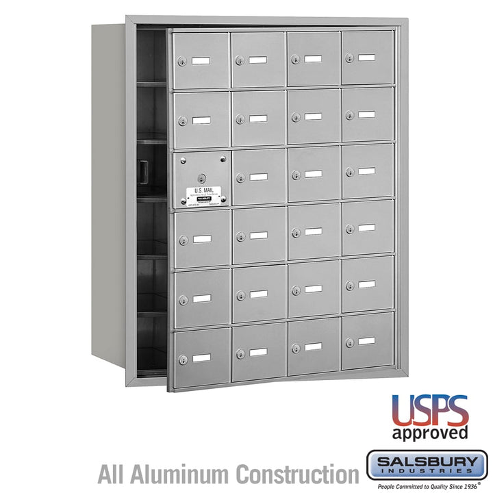 4B+ Horizontal Mailbox with 24 Doors - Aluminum - Front Loading - USPS Approved