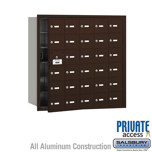 Bronze 4B+ Horizontal Mailbox with Master Lock - 30 Doors, Front Loading