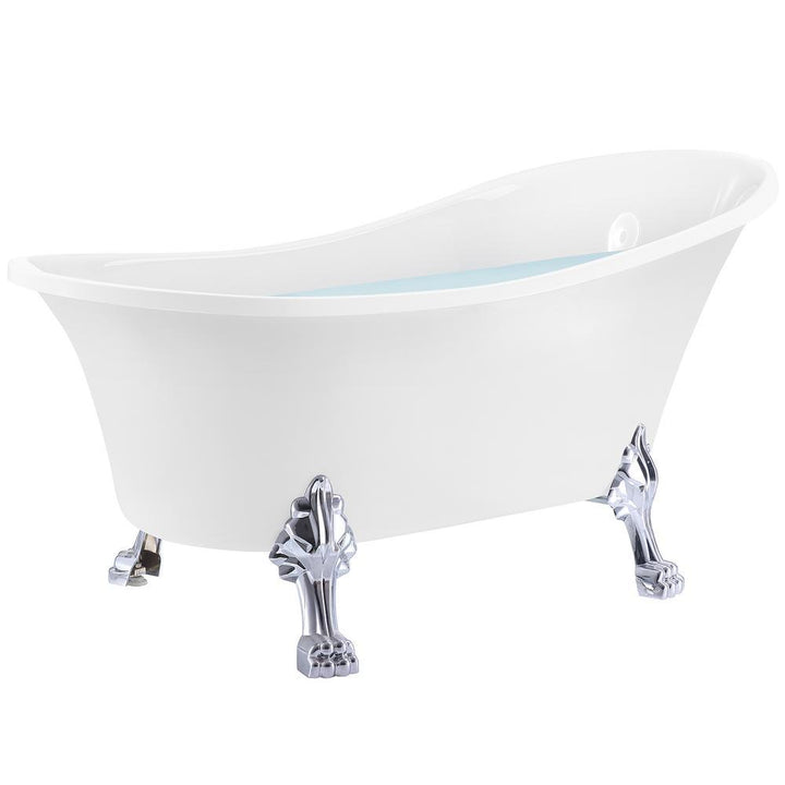 60 in. Fiberglass Single Slipper Clawfoot Non-Whirlpool Bathtub in Glossy White - Super Arbor