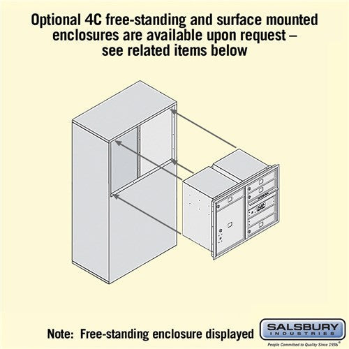 6 Door High Recessed Mounted 4C Horizontal Mailbox with Parcel Locker - Aluminum - USPS Access