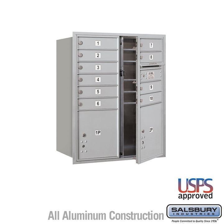 10 Door High Recessed Mounted 4C Horizontal Mailbox with Parcel Lockers - Front Loading
