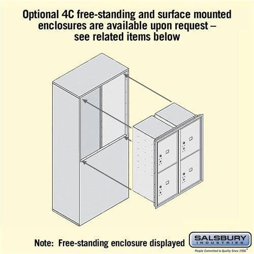 10 Door High Recessed Mounted 4C Horizontal Parcel Locker with 4 Parcel Lockers - Front Loading