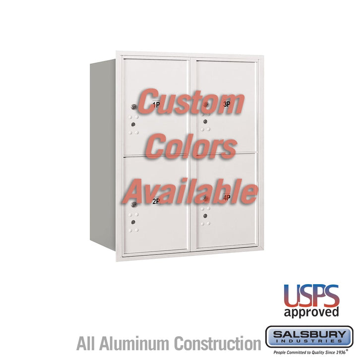 Recessed Mounted 4C Horizontal Mailbox with Parcel Lockers - Rear Loading
