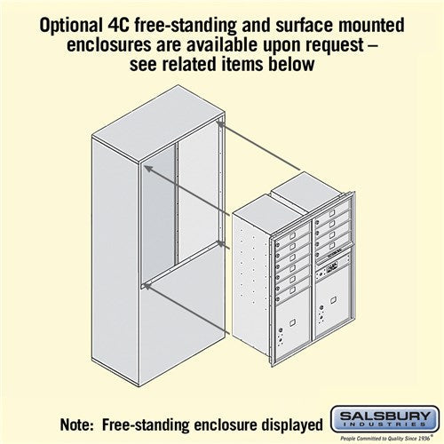 11-Door High Recessed Mounted 4C Horizontal Mailbox with Parcel Lockers - Front Loading