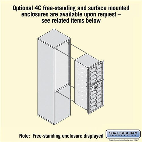11 Door High Recessed Mounted 4C Horizontal Mailbox with USPS Access - Front Loading