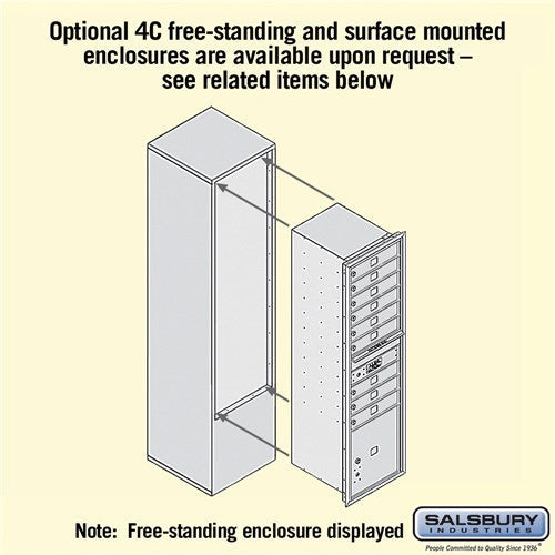 Maximum Height Recessed Mounted 4C Horizontal Mailbox with 14 Doors - Private Access