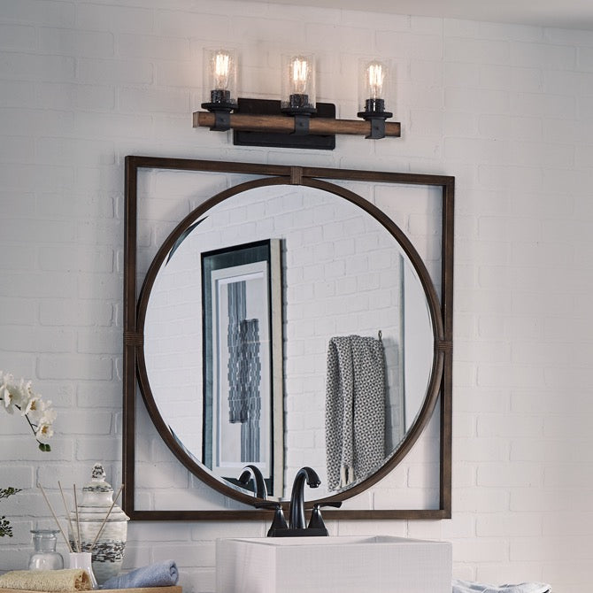Kichler Barrington 3-Light Distressed Black Vanity Light, 22 in.