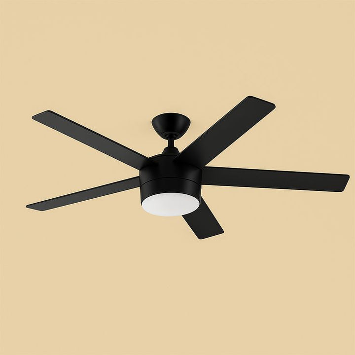 Home Decorators Collection Merwry 52 in. Matte Black Ceiling Fan with LED Light and Remote