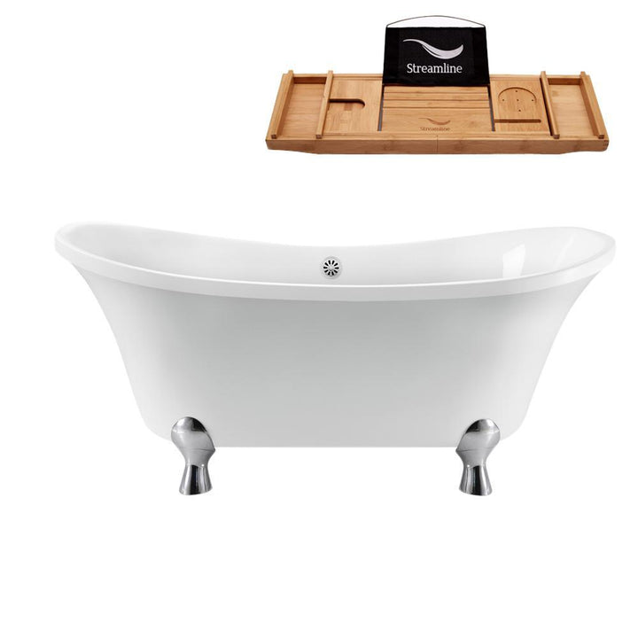 60 in. Acrylic Clawfoot Non-Whirlpool Bathtub in White - Super Arbor