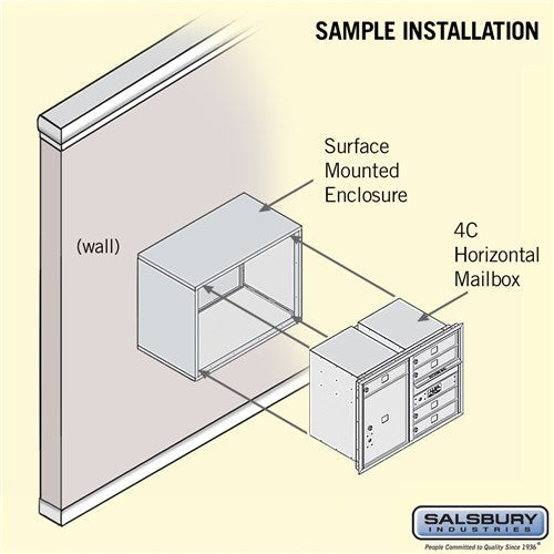 6 Door High Surface Mounted 4C Horizontal Mailbox with Parcel Locker in Aluminum