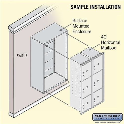 Maximum Height Surface Mounted 4C Horizontal Parcel Locker with 6 Parcel Lockers in Aluminum with Private Access