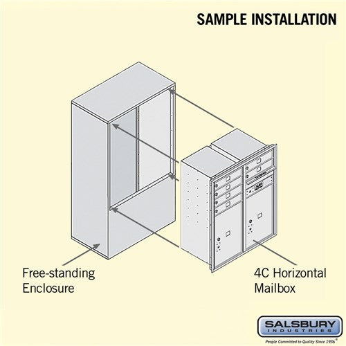 10 Door High Free-Standing 4C Horizontal Mailbox with Parcel Lockers