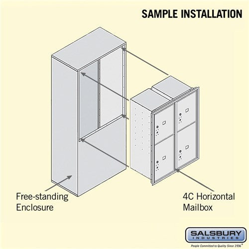 11-Door Free-Standing Parcel Locker with 4 Parcel Lockers in Aluminum