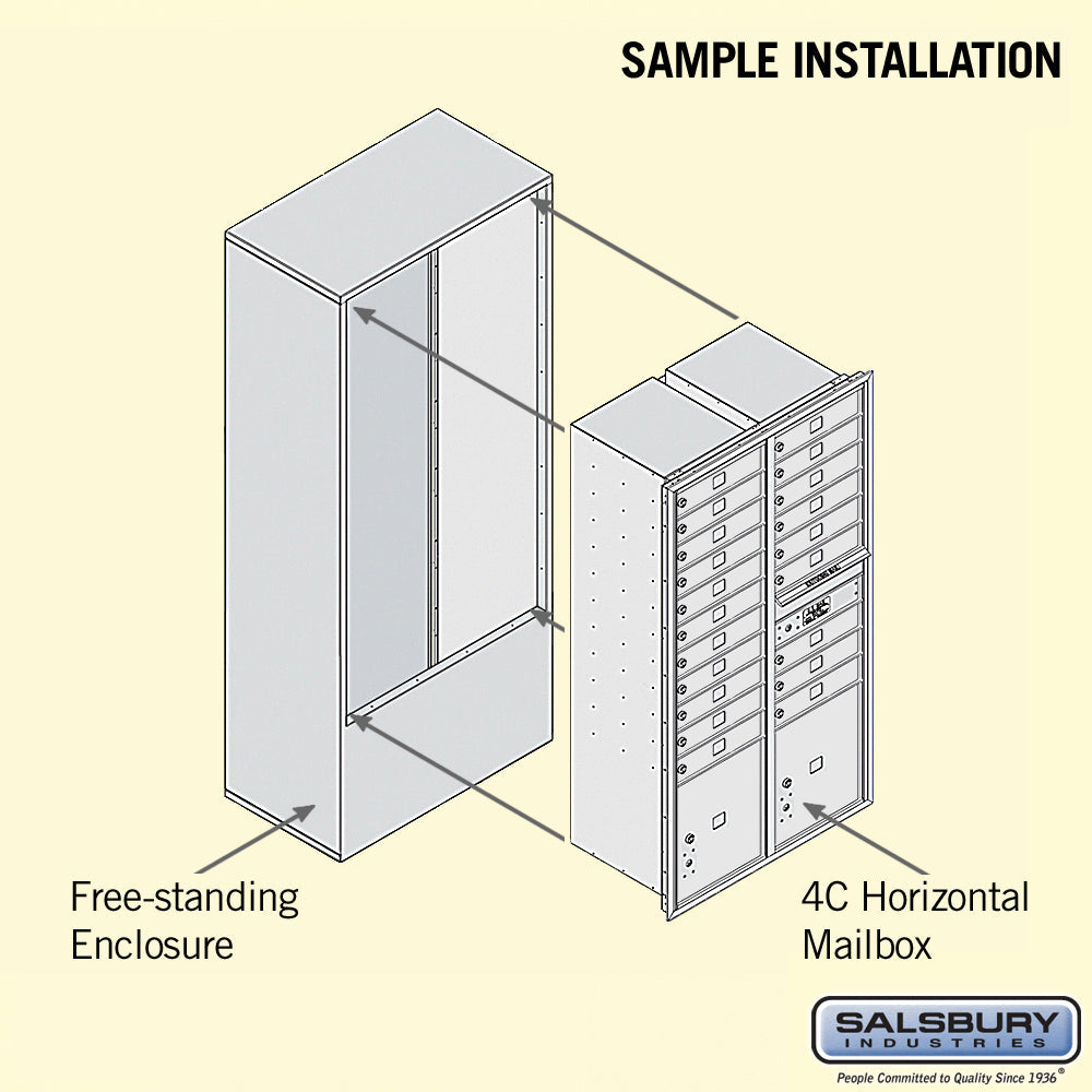 Maximum Height Free-Standing 4C Horizontal Mailbox with 14 Doors and Private Access
