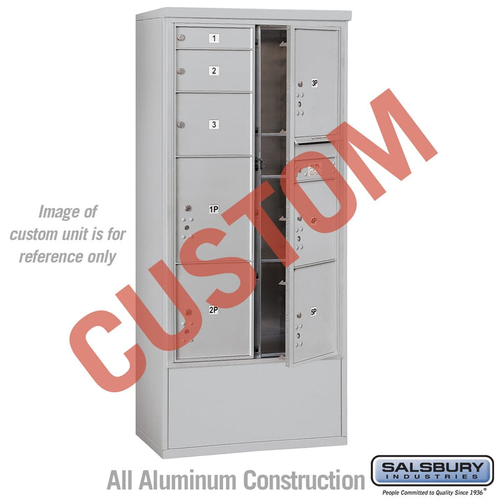 Free-Standing 4C Horizontal Mailbox Unit - Maximum Height - Double Column - Aluminum - Front Loading - USPS Access